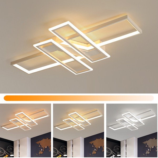 Led Deckenleuchte Modern Wohnzimmer Deckenlampe Dimmbar Mit Fernbedienung 58W De-image