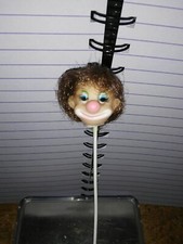 1" Plastic Clown Derby Hat Doll Head On A Pick X 7 Brunette Vintage Deadstock