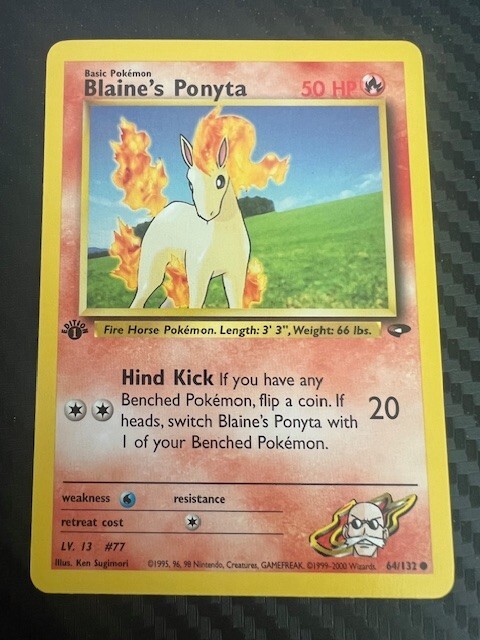 Pokemon Blaine's Ponyta 64/132 1st Edition Gym Challenge VLP