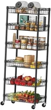  6 Tier Basket Shelf Wire Shelving Unit 6-Black[17"Dx12"Wx63"H] Black