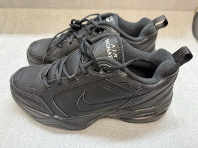Nike Air Monarch IV Triple Black Leather 415445-001 Men's Shoes Size 9.5