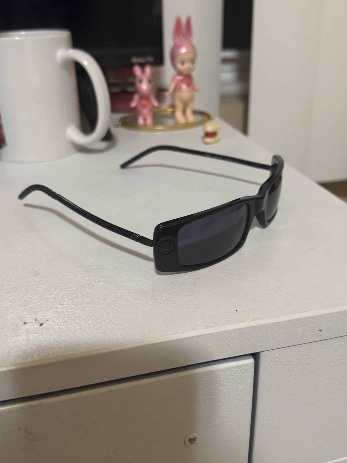 Chanel Black Rectangular Sunglasses 1990's 5036 B… - image 1