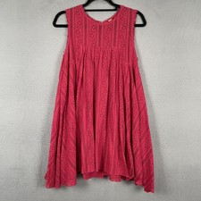 Free People Dress Womens S Pink Trapeze Swing Lace Striped Short Lined