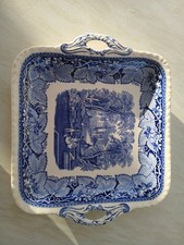 Mason's plate blue and white ironstone with handles