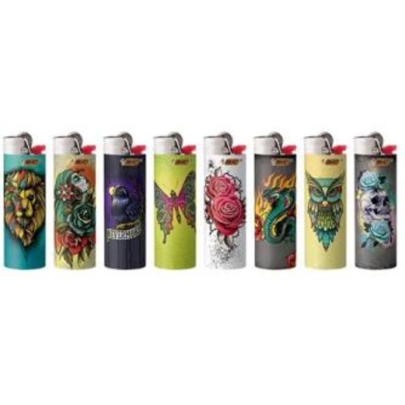 25x BIC Lighter Tattoo Series Design Maxi Bulk New Sealed Fresh Regular