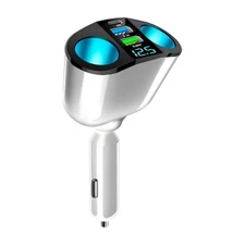 Car Cigarette Lighter Splitter 2-Socket Cigarette Lighter Adapter with LED Vo...