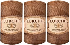 3 Skein Polyester Macrame Cord 2mm x 251 Yards Cooper Yarn Crochet Bag Craft