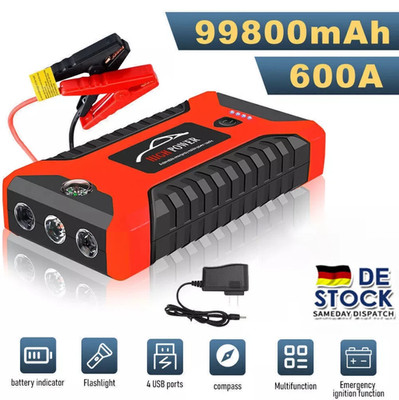 99800mAh AUTO KFZ STARTHILFE JUMP STARTER 12V LADEGERÄT BOOSTER PKW POWER BANK