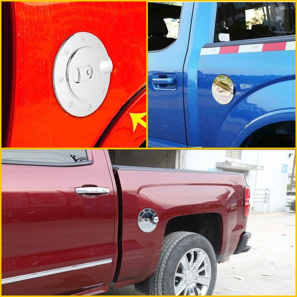 Fuel Gas Tank Lid Filler Door Cap Chrome Fit 2007-2014 GMC Sierra 1500 2500/3500