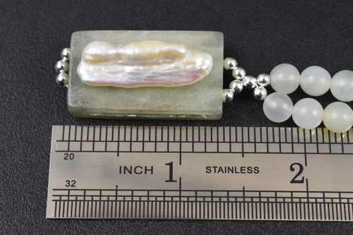 Carmelita Burns Sterling Serpentine Necklace w Baroque Pearl 17 in - Picture 4 of 13