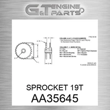 AA35645 SPROCKET 19T fits JOHN DEERE (Surplus Open Box)