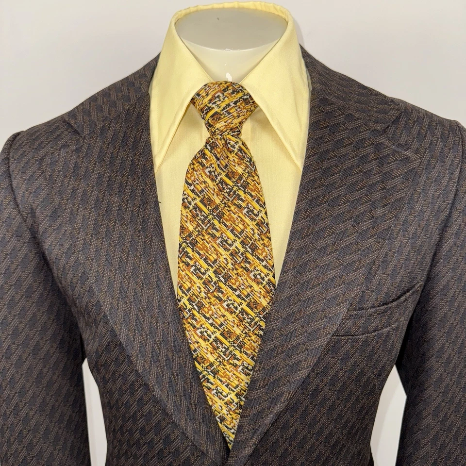 Traje Chaqueta Blazer Abrigo Geométrico Mod Disco Para Hombres 42 Largo Vintage Años 60 70 Ocio Foto 4 de 4