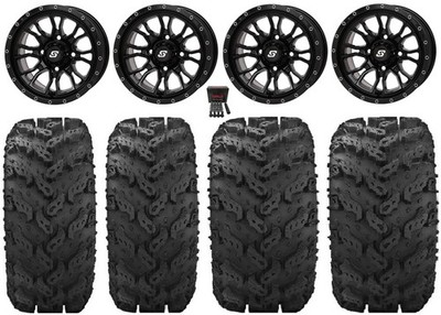 Sedona Fusion 14'' Wheels Gloss Black +10mm 27'' Reptile Tires Can-Am Maverick X3