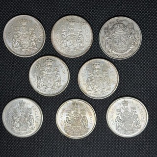 Kanada 8 x Silber 50 Cents 1953 1966 .800 Silber Half Dollars 93g 2 39oz ASW