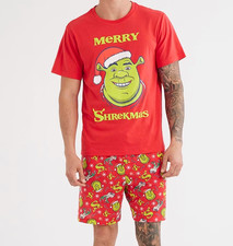 MENS size L Merry Shrekmas red Christmas Summer pyjamas pjs Shrek NEW