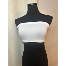 Zenana White Seamless Ribbed Bandeau Tube Top Stretch Spandex Bralette - OS