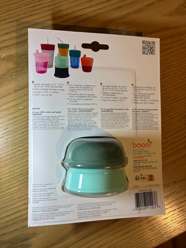 NUEVO Tapas y pajitas de silicona Boon Snugy Cup - 3 tapas y 3 pajitas Foto 2 de 2