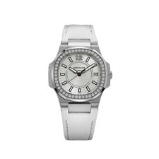 Patek Philippe Nautilus 7010G 'Ladies' White Gold Silver Dial Diamond Bezel