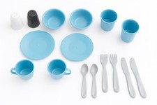 NEW Step2 plastic blue dishes silverware cups plates bowls kitchen toy Parts Set