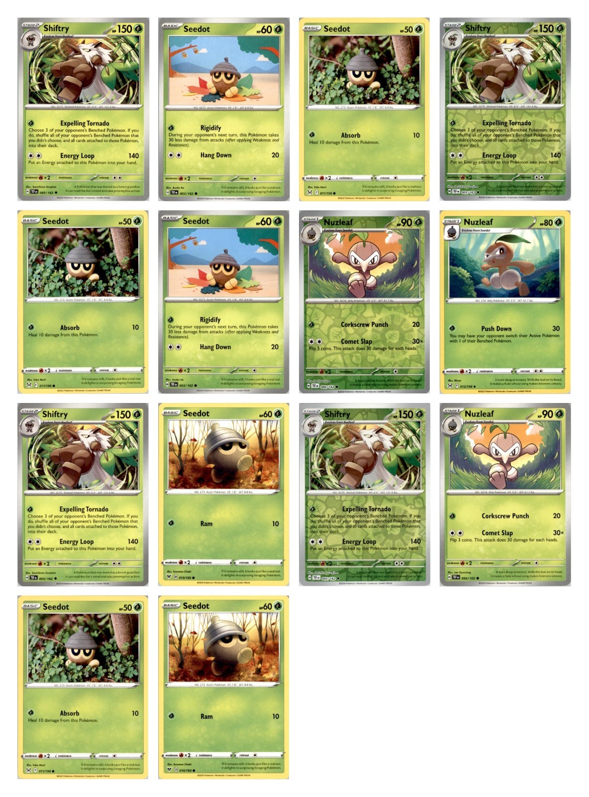 (14x) Shiftry Lot Pokemon Cards Temporal Forces 5 Nuzleaf Seedot TCG Collection
