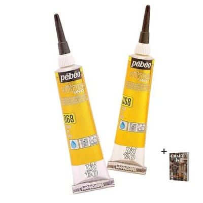 Pebeo Vitrea 160 Glass Paint Outliner - 2 Pack 20ml Gold Painting Outliner Kit