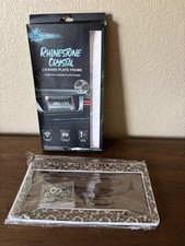 New Cheetah Rhinestone Crystal License Plate Frame Universal Fit Screws Included