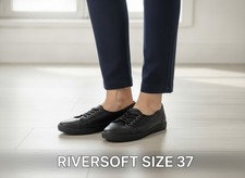Riversoft Black Leather Casual Sneakers Size 37
