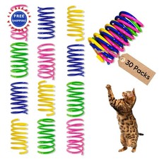 Cat Spring Toys 30 Pack Colorful Durable Plastic Coils Interactive AGYM Spiral