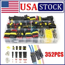 352PCS 1-4 Pin Car Automotive Waterproof Electrical Wire Connectors Plug Kit Set