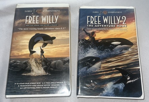 Free Willy & Free Willy 2- The Adventure Home (VHS, Clamshell)