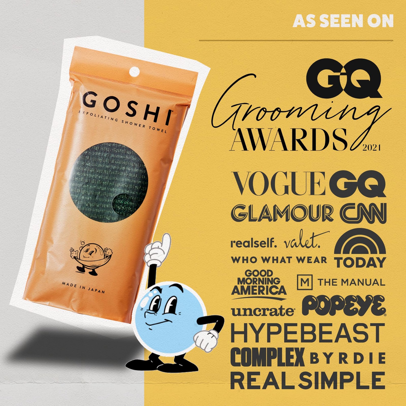 	GOSHI Exfoliating Shower Towel - Rip-Resistant Exfoliating Washcloth for All	