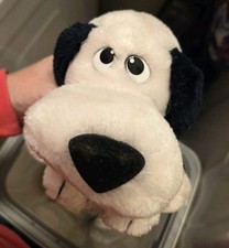 Vintage Russ Berrie Sad Eyes Dog Plush 1980s Stuffed Animal Toy Black White