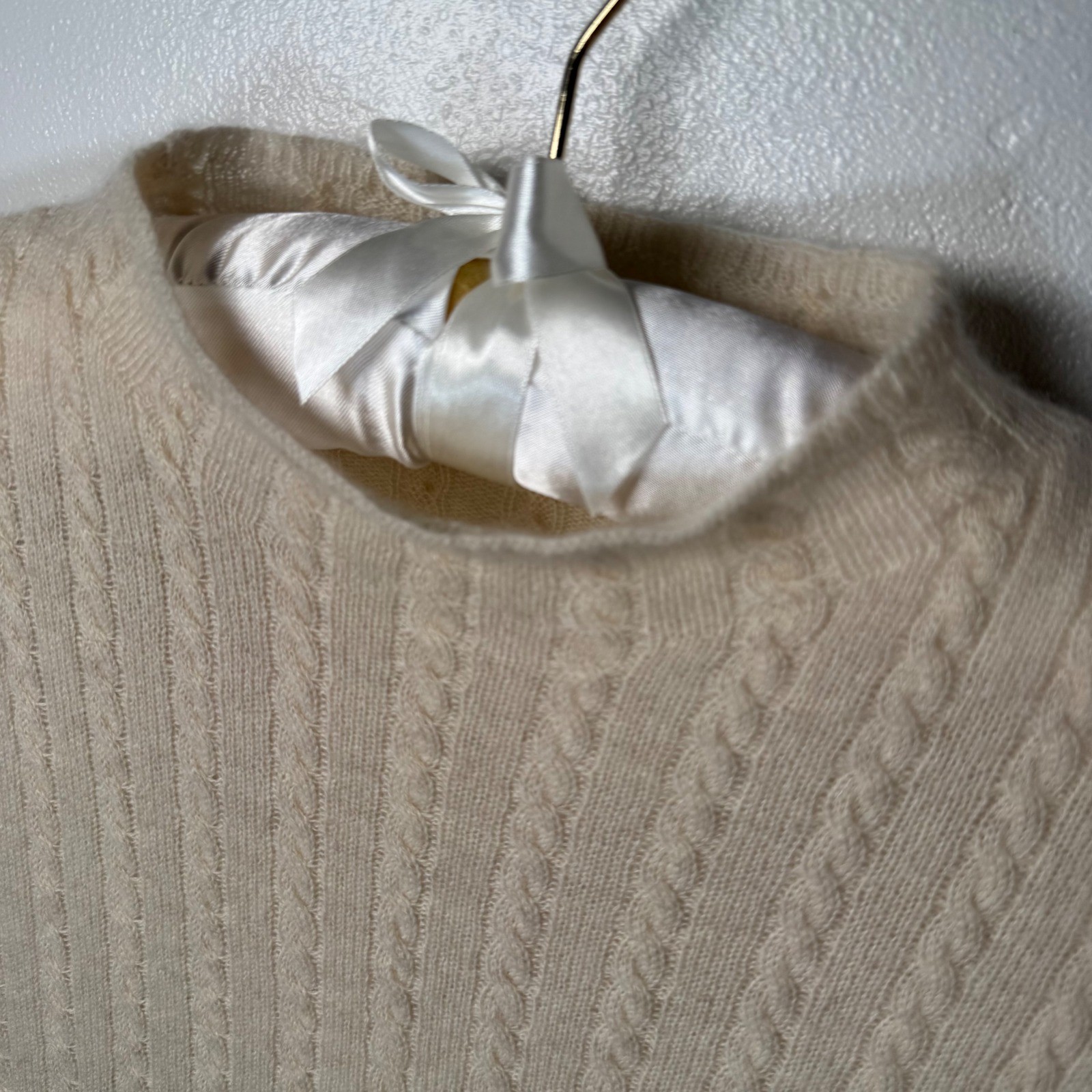 House of Harlow 1960 100percent Cashmere Sleeveless Vest Beige L Semi Sheer Luxury image 7