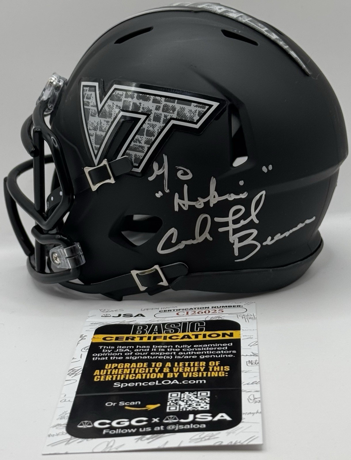 Frank Beamer Autographed Signed Virginia Tech Hokies Mini Helmet JSA COA 