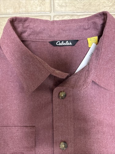 Cabela's Deerskin Chamois Button Up Shirt XL Maroon Men Flannel Comfort New! - Picture 12 of 21