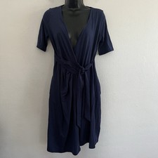 Quince Maternity & Nursing Navy  Tencel Jersey Wrap Dress XS Short Sleeve NWT