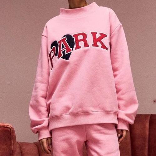 Parke Pink Varsity Heart Mock Neck Sweatshirt and Sweatpants Set Tracksuit