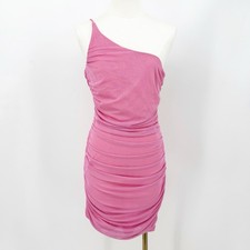 Princess Polly Jocasta Mini Dress 8 Pink One Shoulder Mesh Bodycon Ruched Barbie