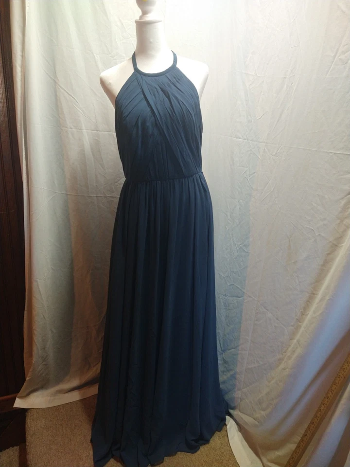 THEIA Vestido Dama de honor Allison Azul Halter Talla 8 Foto 2 de 4