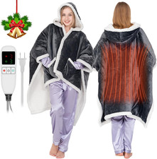 Wearable Heated Throw Blanket for Women Heated Shawl Wrap Heated Poncho Blankets