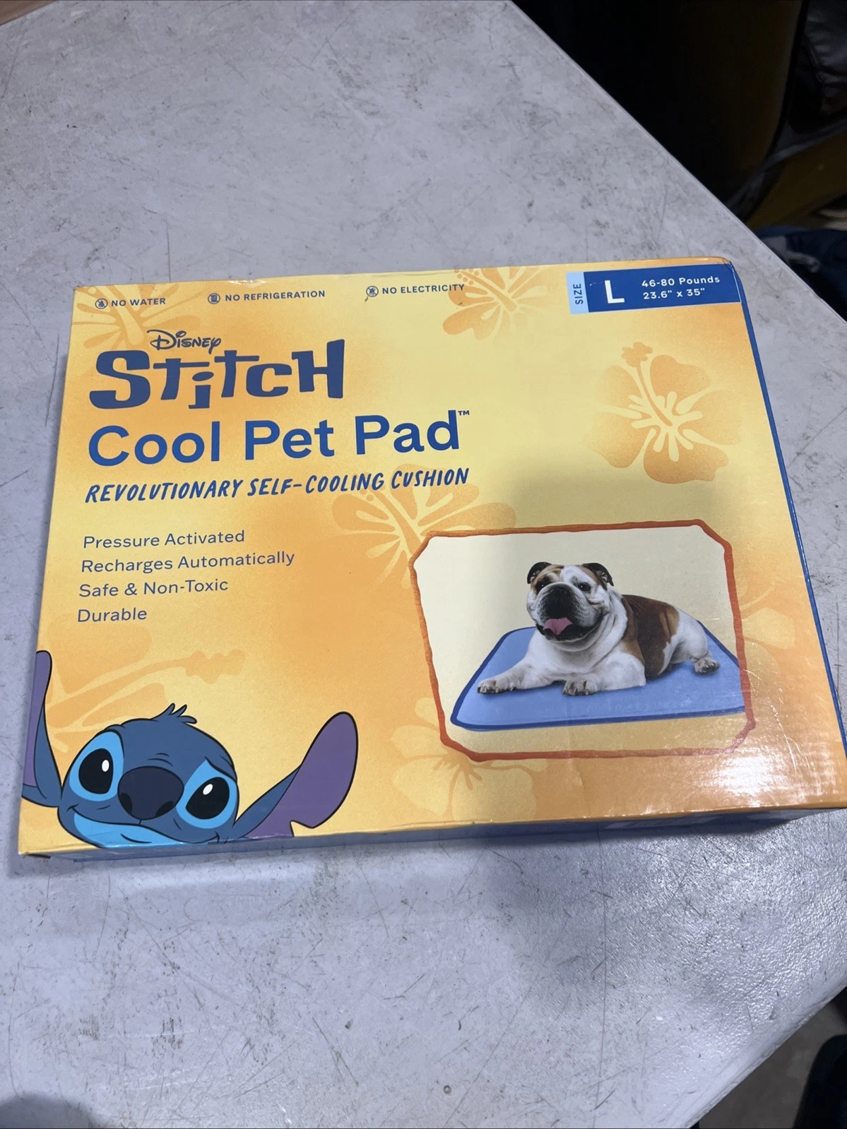 Disney Stitch Cool Pet Pad Large 23.6”x35” Self-Cooling Dog Cat Cushion 46-80lbs