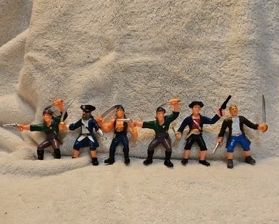 Lot of 6 Pirate Toy Figurine Pirates Figure Cake Topper Toy 3''