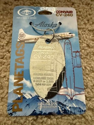 Alaska Airlines Golden Nugget CV-240 Hollywood Reel Planetag Planetags Motoart