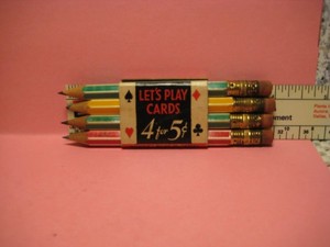 VINTAGE SET OF 4 BRIDGE PENCILS 4" LONG -- 36-G