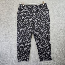 Talbots Petites Black White Swirl Pattern Pants Womens 14 (Fits 33x25) Stretch