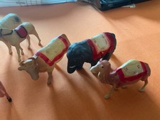 14 Vintage Antique Celluloid Toy Zoo  Farm Animals  Cow Horse Camel Elephant 