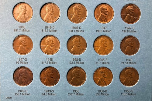 Lincoln Wheat/Memorial Cents, 1941-1974 P/D/S in Whitman Folder #2! (LWCW-002) - Bild 7 von 11
