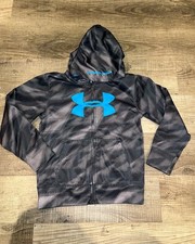 Youth Under Armour Full Zip Hoodie Sweatshirt size 7 YXS Black Blue Unisex