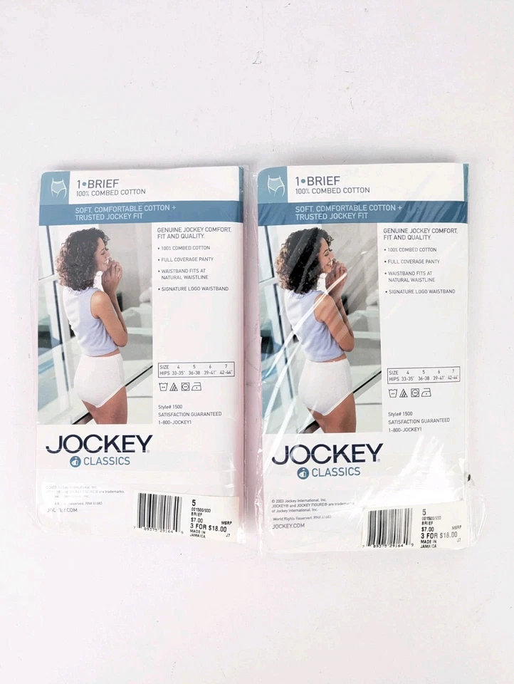 2x NEW Womens Sz 5 Jockey 2003 Classics Brief Cut Pink Cotton Panties Underwear - Image 2 of 2