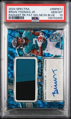 2024 Panini Spectra Radiant Rookie Neon Blue Prizm Brian Thomas Jr. Auto /50